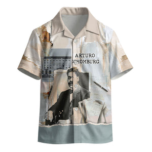 Arturo Schomburg Harlem Renaissance Kid Hawaiian Shirt Beige Grey Vintage Torn Paper History Portrait
