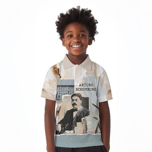 Arturo Schomburg Harlem Renaissance Kid Polo Shirt Beige Grey Vintage Torn Paper History Portrait