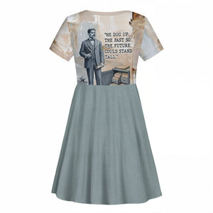 Arturo Schomburg Harlem Renaissance Kid Short Sleeve Dress Beige Grey Vintage Torn Paper History Portrait