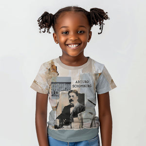 Arturo Schomburg Harlem Renaissance Kid T shirt Beige Grey Vintage Torn Paper History Portrait