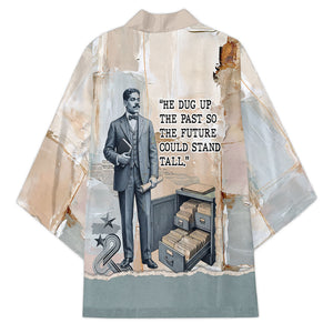 Arturo Schomburg Harlem Renaissance Kimono Beige Grey Vintage Torn Paper History Portrait
