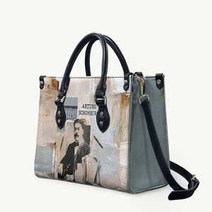 Arturo Schomburg Harlem Renaissance Leather Bag Beige Grey Vintage Torn Paper History Portrait
