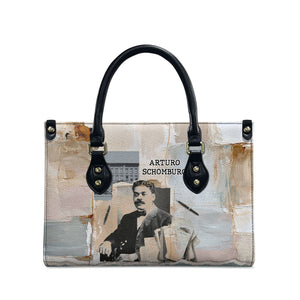 Arturo Schomburg Harlem Renaissance Leather Bag Beige Grey Vintage Torn Paper History Portrait