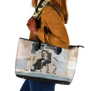 Arturo Schomburg Harlem Renaissance Leather Tote Bag Beige Grey Vintage Torn Paper History Portrait