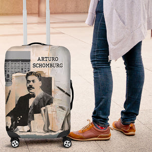 Arturo Schomburg Harlem Renaissance Luggage Cover Beige Grey Vintage Torn Paper History Portrait
