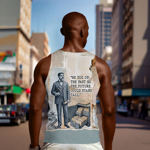 Arturo Schomburg Harlem Renaissance Men Tank Top Beige Grey Vintage Torn Paper History Portrait