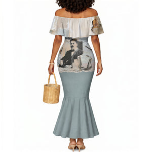 Arturo Schomburg Harlem Renaissance Mermaid Dress Beige Grey Vintage Torn Paper History Portrait