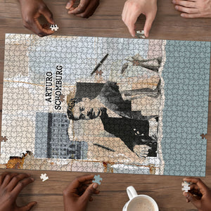 Arturo Schomburg Harlem Renaissance Puzzle Beige Grey Vintage Torn Paper History Portrait
