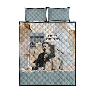 Arturo Schomburg Harlem Renaissance Quilt Bed Set Beige Grey Vintage Torn Paper History Portrait