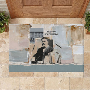 Arturo Schomburg Harlem Renaissance Rubber Doormat Beige Grey Vintage Torn Paper History Portrait
