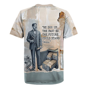 Arturo Schomburg Harlem Renaissance Rugby Jersey Beige Grey Vintage Torn Paper History Portrait