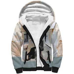 Arturo Schomburg Harlem Renaissance Sherpa Hoodie Beige Grey Vintage Torn Paper History Portrait