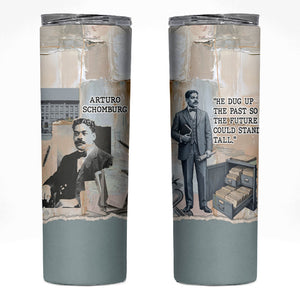 Arturo Schomburg Harlem Renaissance Skinny Tumbler Beige Grey Vintage Torn Paper History Portrait
