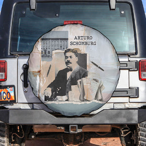 Arturo Schomburg Harlem Renaissance Spare Tire Cover Beige Grey Vintage Torn Paper History Portrait