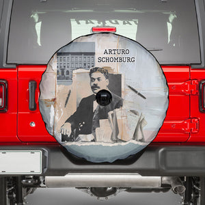 Arturo Schomburg Harlem Renaissance Spare Tire Cover Beige Grey Vintage Torn Paper History Portrait