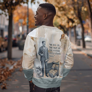 Arturo Schomburg Harlem Renaissance Sweatshirt Beige Grey Vintage Torn Paper History Portrait