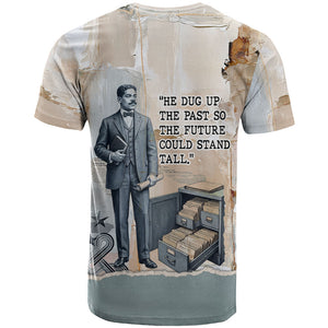 Arturo Schomburg Harlem Renaissance T shirt Beige Grey Vintage Torn Paper History Portrait