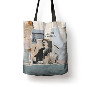 Arturo Schomburg Harlem Renaissance Tote Bag Beige Grey Vintage Torn Paper History Portrait