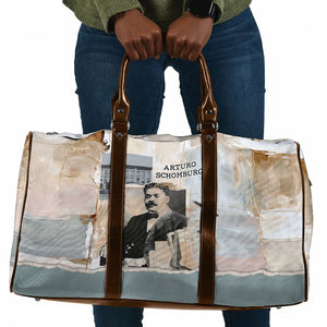 Arturo Schomburg Harlem Renaissance Travel Bag Beige Grey Vintage Torn Paper History Portrait
