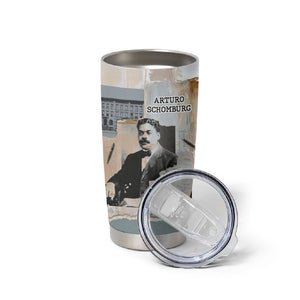 Arturo Schomburg Harlem Renaissance Tumbler Cup Beige Grey Vintage Torn Paper History Portrait