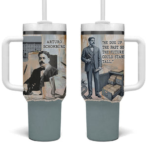 Arturo Schomburg Harlem Renaissance Tumbler With Handle Beige Grey Vintage Torn Paper History Portrait