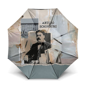 Arturo Schomburg Harlem Renaissance Umbrella Beige Grey Vintage Torn Paper History Portrait