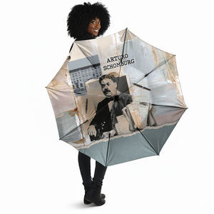 Arturo Schomburg Harlem Renaissance Umbrella Beige Grey Vintage Torn Paper History Portrait