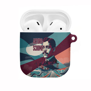 Arturo Schomburg Harlem Renaissance The Man Who Built A Library AirPods Case Blue Red Retro Pop Art Vintage Books History Portrait
