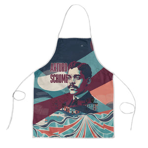 Arturo Schomburg Harlem Renaissance The Man Who Built A Library Apron Blue Red Retro Pop Art Vintage Books History Portrait