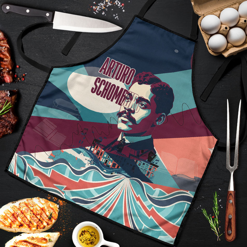 Arturo Schomburg Harlem Renaissance The Man Who Built A Library Apron Blue Red Retro Pop Art Vintage Books History Portrait