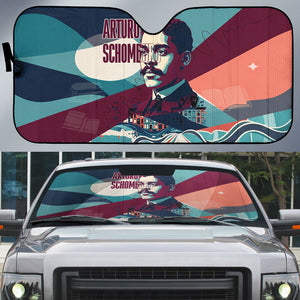 Arturo Schomburg Harlem Renaissance The Man Who Built A Library Auto Sun Shade Blue Red Retro Pop Art Vintage Books History Portrait