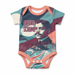 Arturo Schomburg Harlem Renaissance The Man Who Built A Library Baby Onesie Blue Red Retro Pop Art Vintage Books History Portrait