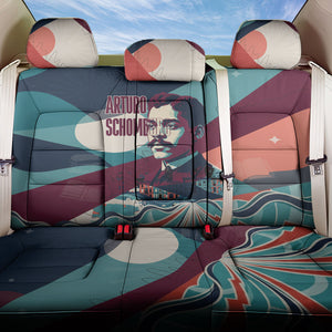 Arturo Schomburg Harlem Renaissance The Man Who Built A Library Back Car Seat Cover Blue Red Retro Pop Art Vintage Books History Portrait