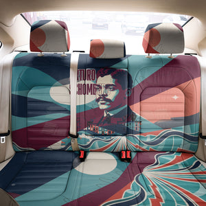 Arturo Schomburg Harlem Renaissance The Man Who Built A Library Back Car Seat Cover Blue Red Retro Pop Art Vintage Books History Portrait