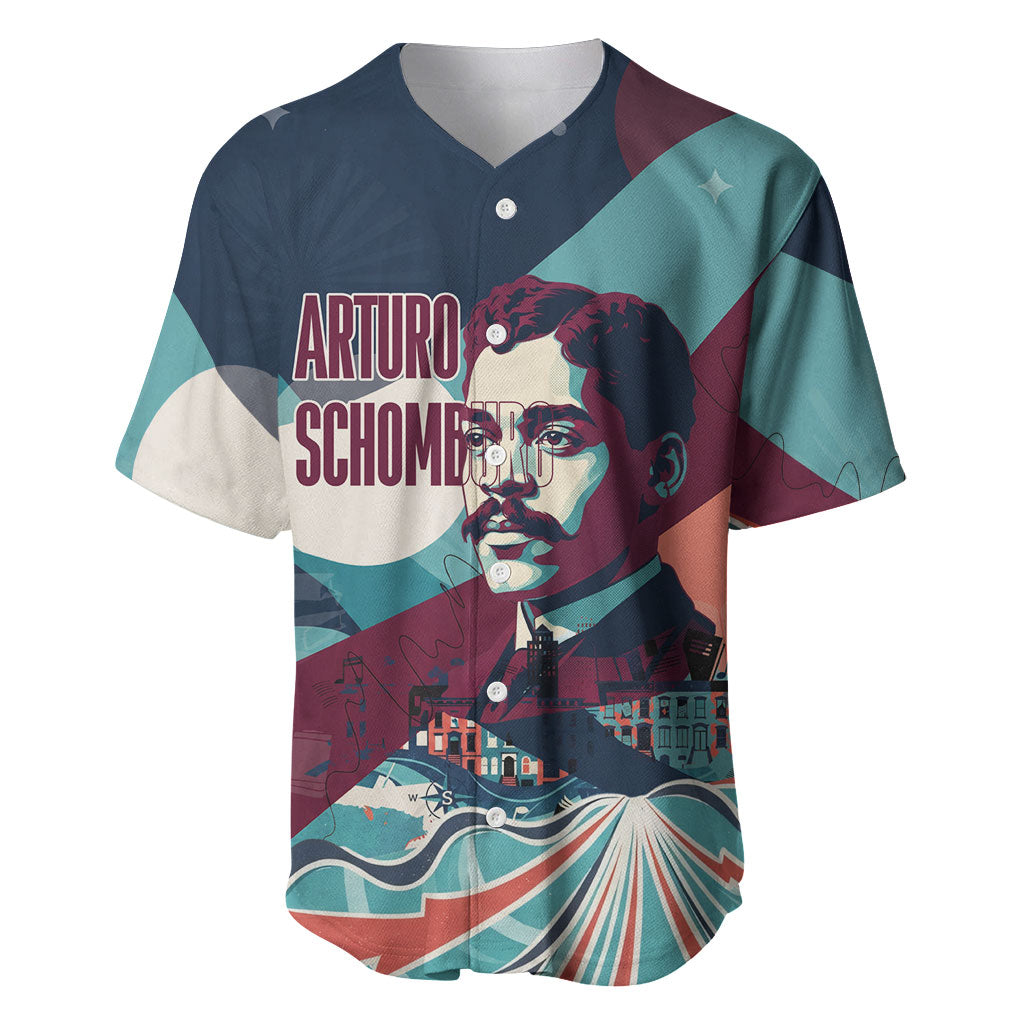 Arturo Schomburg Harlem Renaissance The Man Who Built A Library Baseball Jersey Blue Red Retro Pop Art Vintage Books History Portrait