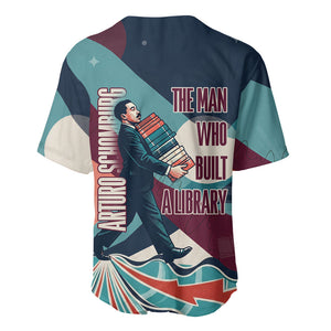 Arturo Schomburg Harlem Renaissance The Man Who Built A Library Baseball Jersey Blue Red Retro Pop Art Vintage Books History Portrait