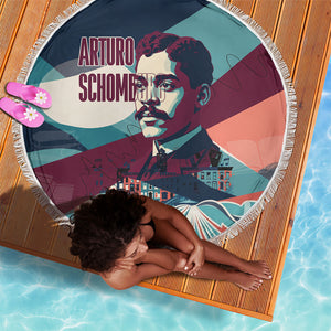 Arturo Schomburg Harlem Renaissance The Man Who Built A Library Beach Blanket Blue Red Retro Pop Art Vintage Books History Portrait