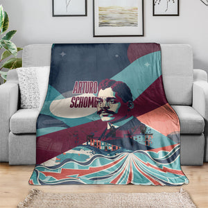 Arturo Schomburg Harlem Renaissance The Man Who Built A Library Blanket Blue Red Retro Pop Art Vintage Books History Portrait