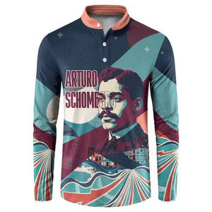 Arturo Schomburg Harlem Renaissance The Man Who Built A Library Button Sweatshirt Blue Red Retro Pop Art Vintage Books History Portrait