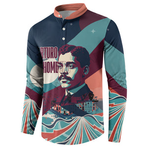 Arturo Schomburg Harlem Renaissance The Man Who Built A Library Button Sweatshirt Blue Red Retro Pop Art Vintage Books History Portrait