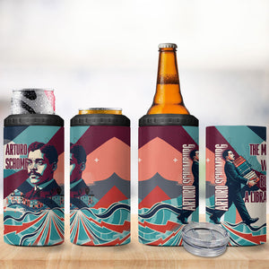 Arturo Schomburg Harlem Renaissance The Man Who Built A Library 4 in 1 Can Cooler Tumbler Blue Red Retro Pop Art Vintage Books History Portrait