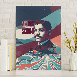 Arturo Schomburg Harlem Renaissance The Man Who Built A Library Canvas Wall Art Blue Red Retro Pop Art Vintage Books History Portrait