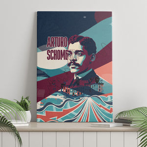 Arturo Schomburg Harlem Renaissance The Man Who Built A Library Canvas Wall Art Blue Red Retro Pop Art Vintage Books History Portrait