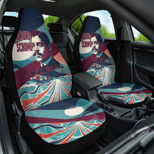 Arturo Schomburg Harlem Renaissance The Man Who Built A Library Car Seat Cover Blue Red Retro Pop Art Vintage Books History Portrait