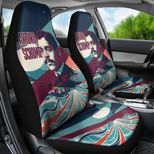 Arturo Schomburg Harlem Renaissance The Man Who Built A Library Car Seat Cover Blue Red Retro Pop Art Vintage Books History Portrait