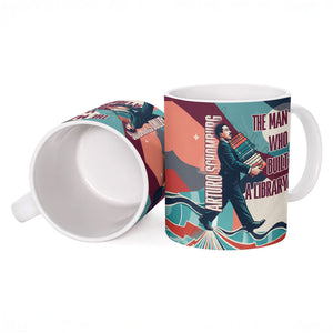 Arturo Schomburg Harlem Renaissance The Man Who Built A Library Ceramic Mug Blue Red Retro Pop Art Vintage Books History Portrait