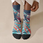 Arturo Schomburg Harlem Renaissance The Man Who Built A Library Crew Socks Blue Red Retro Pop Art Vintage Books History Portrait