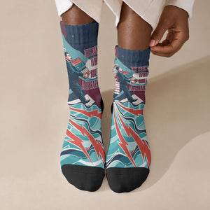 Arturo Schomburg Harlem Renaissance The Man Who Built A Library Crew Socks Blue Red Retro Pop Art Vintage Books History Portrait