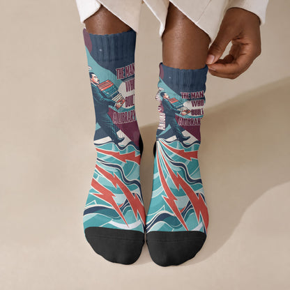 Arturo Schomburg Harlem Renaissance The Man Who Built A Library Crew Socks Blue Red Retro Pop Art Vintage Books History Portrait