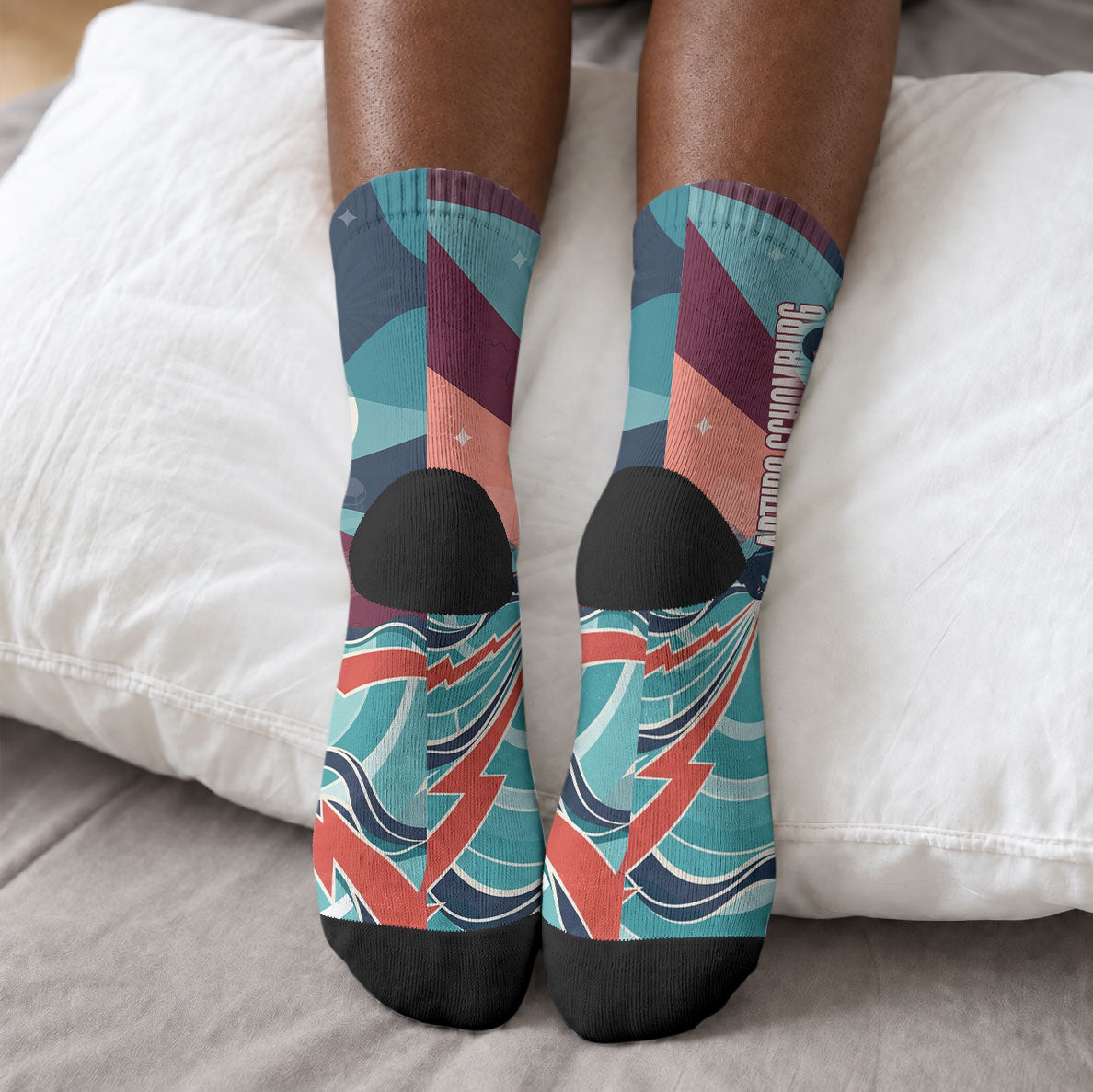 Arturo Schomburg Harlem Renaissance The Man Who Built A Library Crew Socks Blue Red Retro Pop Art Vintage Books History Portrait